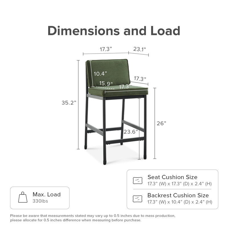 Odelia Counter Stools, 4-pc, Olive Green Velvet