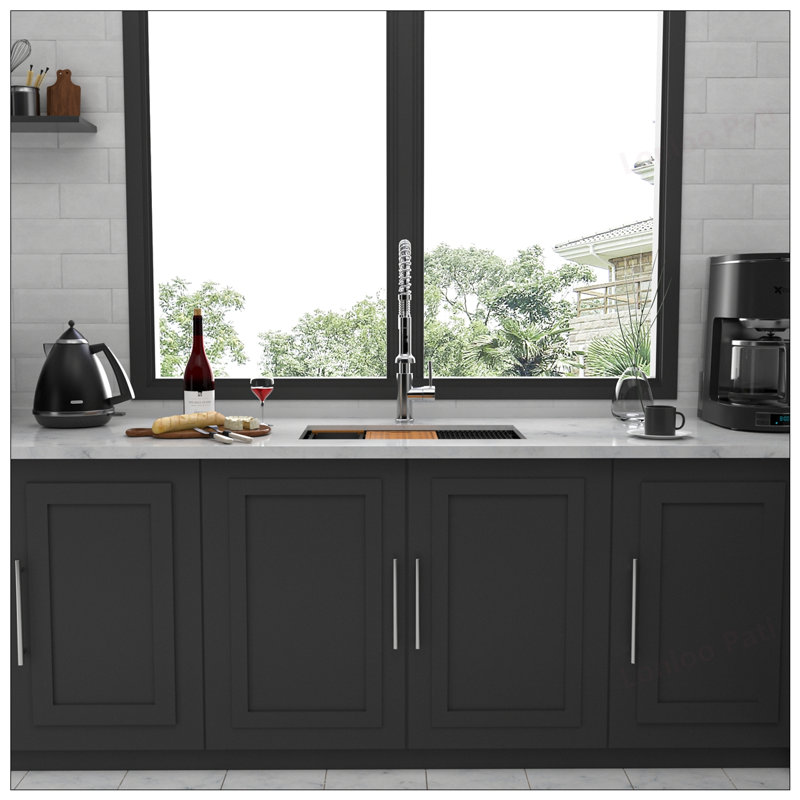 Gunmetal Black Workstation Kitchen Sink - 30x18x10 Inch Single Bowl, 16 Gauge Stainless Steel with Nano Finish and Accessories