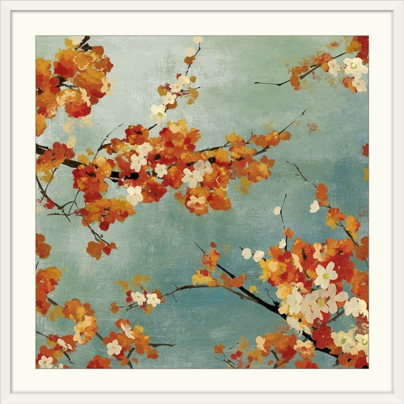 Orange Blossoms " Blossoms II " by Asia Jensen, 20" H x 20" W x 1.5" D, Canvas