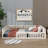 A Fully Upholstered Wood Platform Bed In Full Size, Complete With Safety Guardrails And A Complementary Pillow-251195810