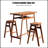 3 PCS Pub Dining Set Retro Bar Table Rubber Wood Stackable Backless High Stool for 2 with Shelf