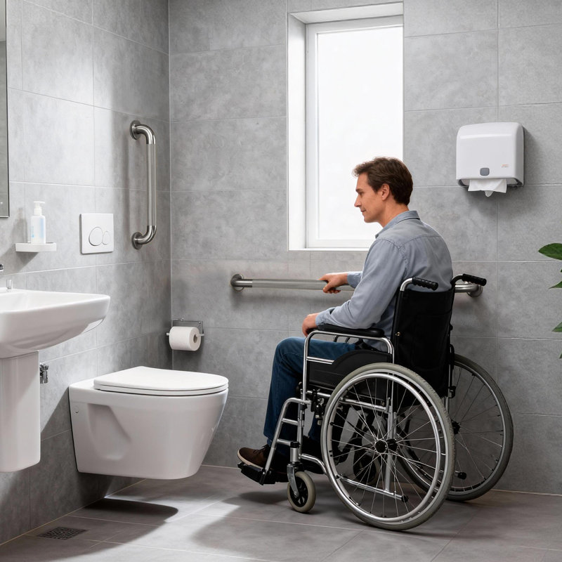 Barre d'appui de salle de bain 24 po avec poignée moletée antidérapante, vis dissimulée, conforme à l'ADA, L 24 po