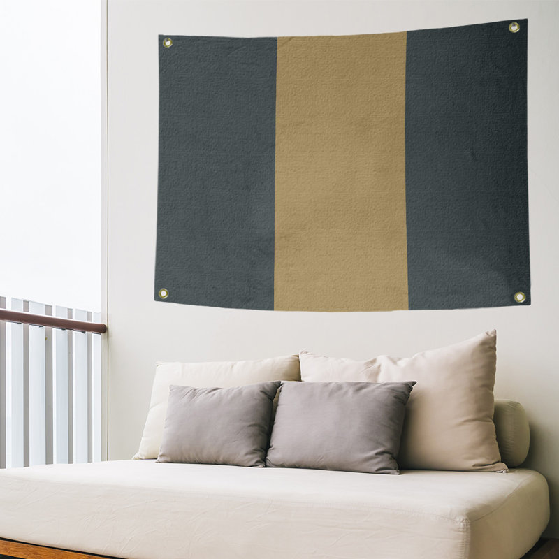 Tapisserie de polyester Las Vegas, H 50 po x l 59 po x P 1 po, Gris acier / doré / gris acier