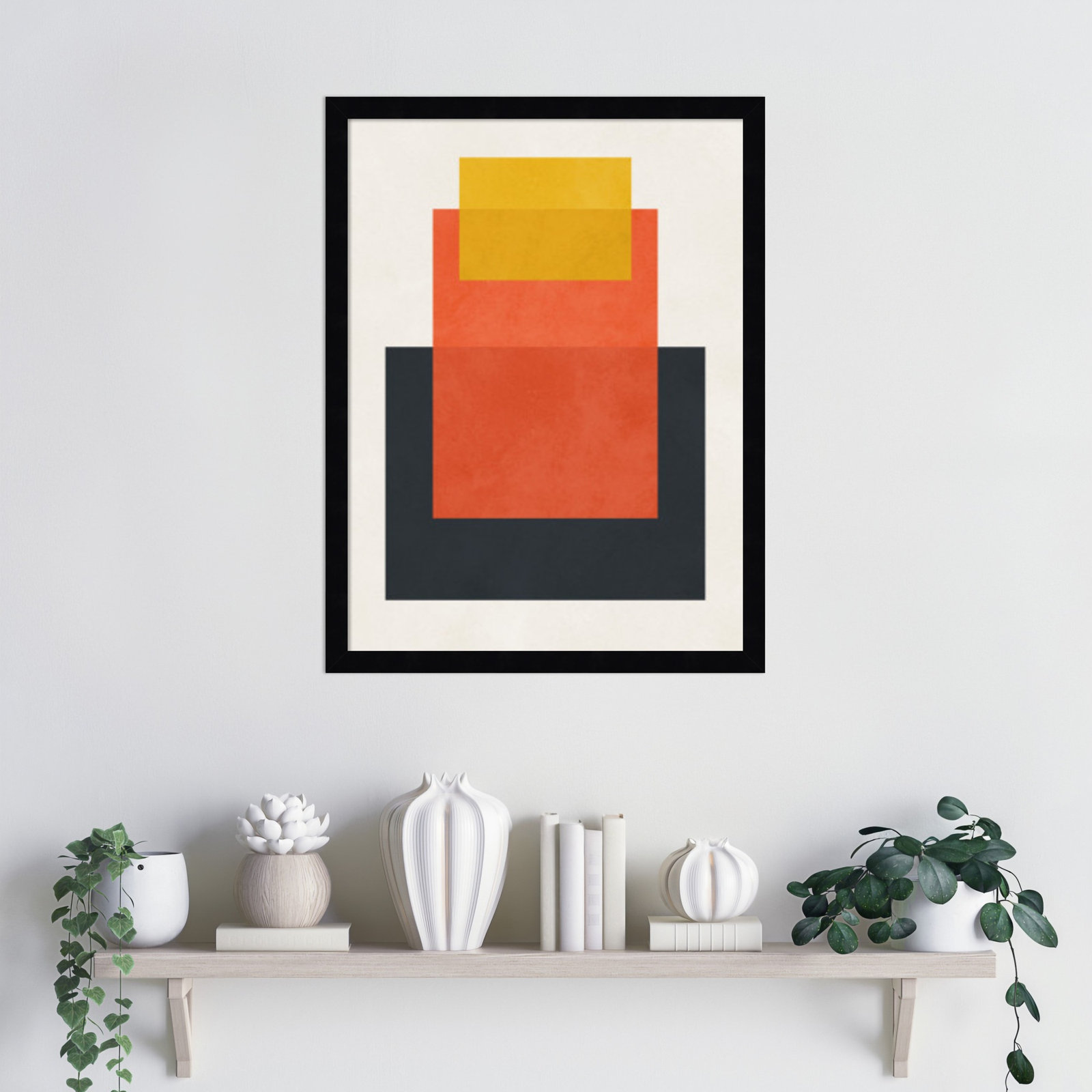 Overlapping Geometry 10 Print, Brown/Orange, Black, 21" H x 16" W