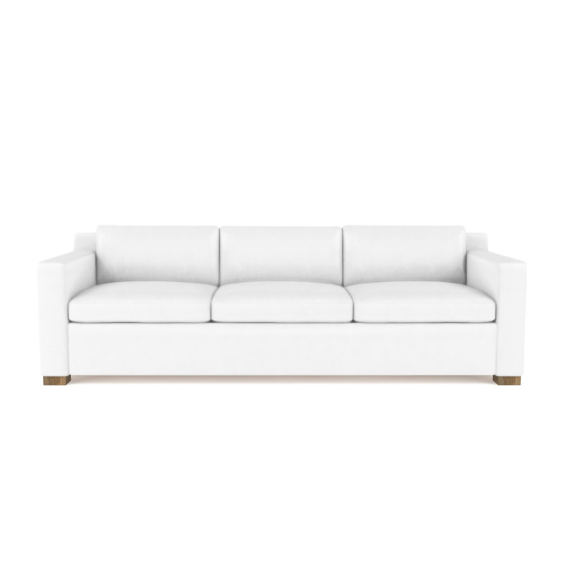 Mercer Track-Arm Sofa, Weathered, 33.5" H x 108" W x 39" D, Vintage Leather Blanc