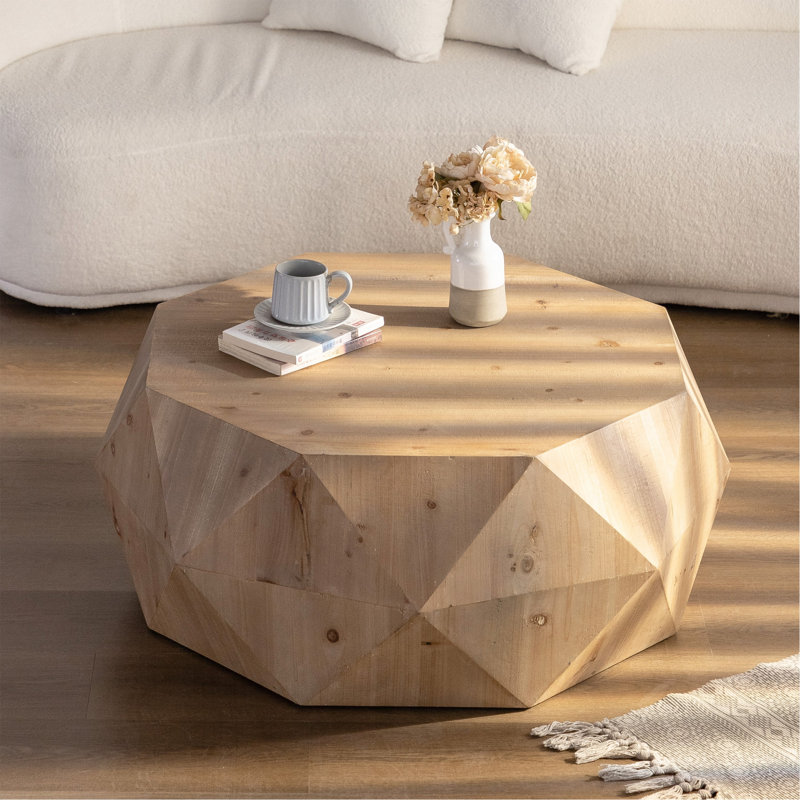 Table basse 38 "à motif tridimensionnel en relief de style rétro américain, Brun