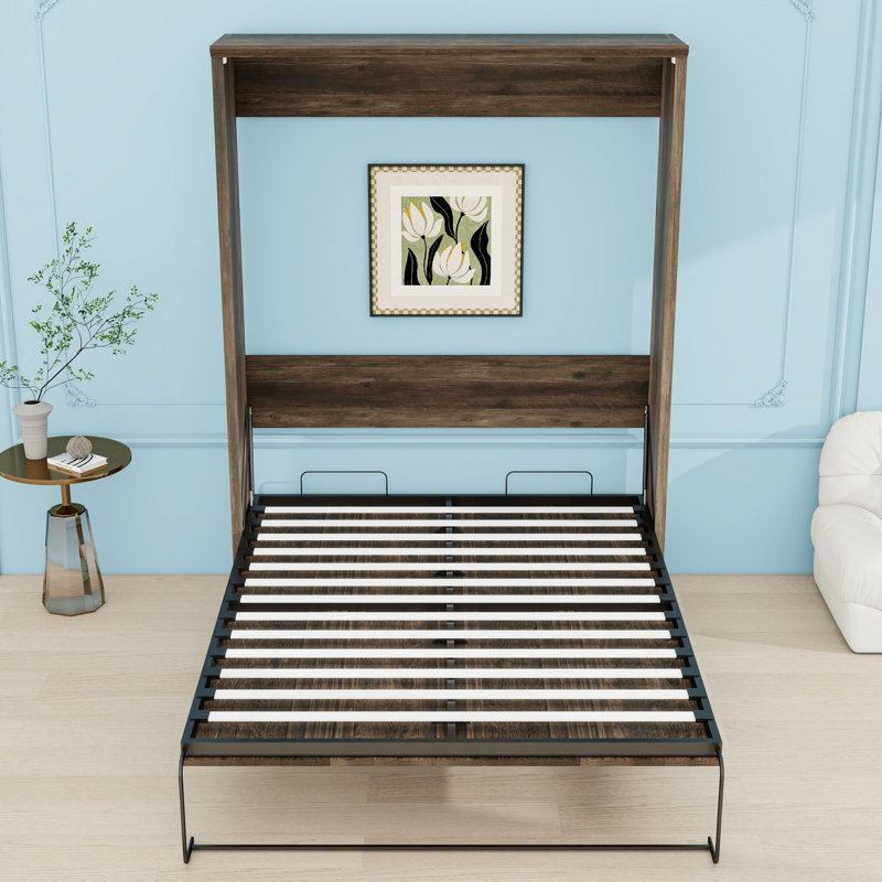 Grand lit escamotable en bois, Brun