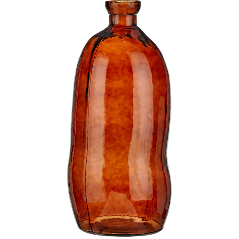 Orange Organic Shaped Recycled Glass Tall Vase, Pecan Brown