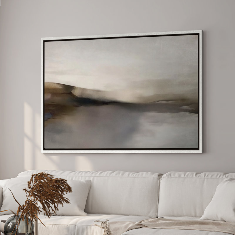 Art mural encadré sur toile - Paysage abstrait minimal avec des tons d'horizons neutres flous - 16 po x 24 po, 24 po x 36 po