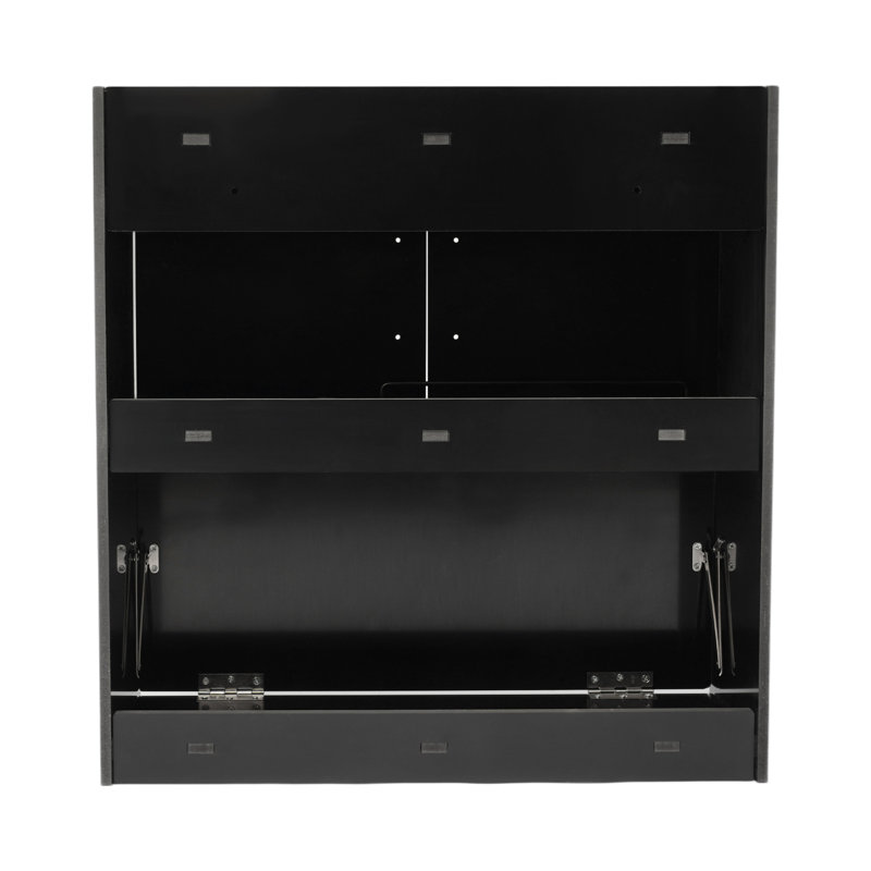 Wall-Mounted Folding Table Cabinet, Black