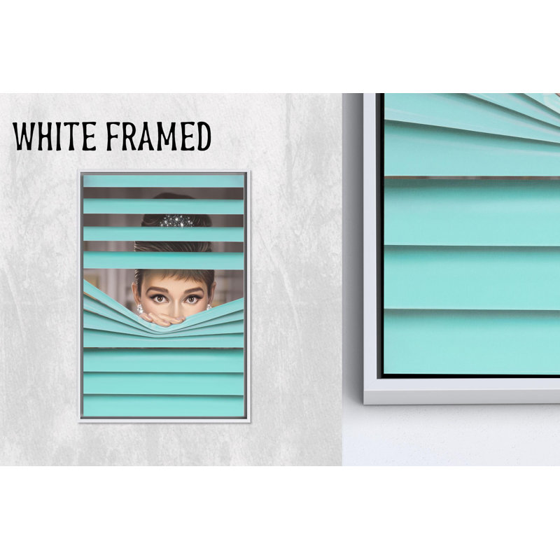 Audrey Hepburn Pop Art Print Canvas: Elegant Girl Room Decor,1P WhiteFramedCanvas, H: 43.4 x W:31.6 inches