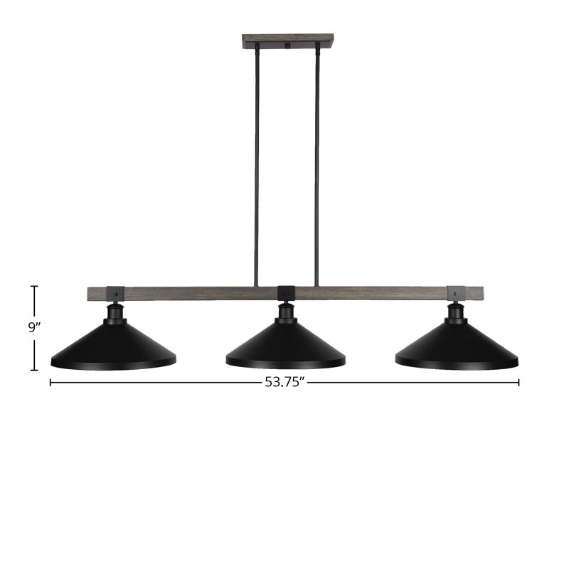 Barre d'éclairage 3 lumières Tacoma, Noir mat