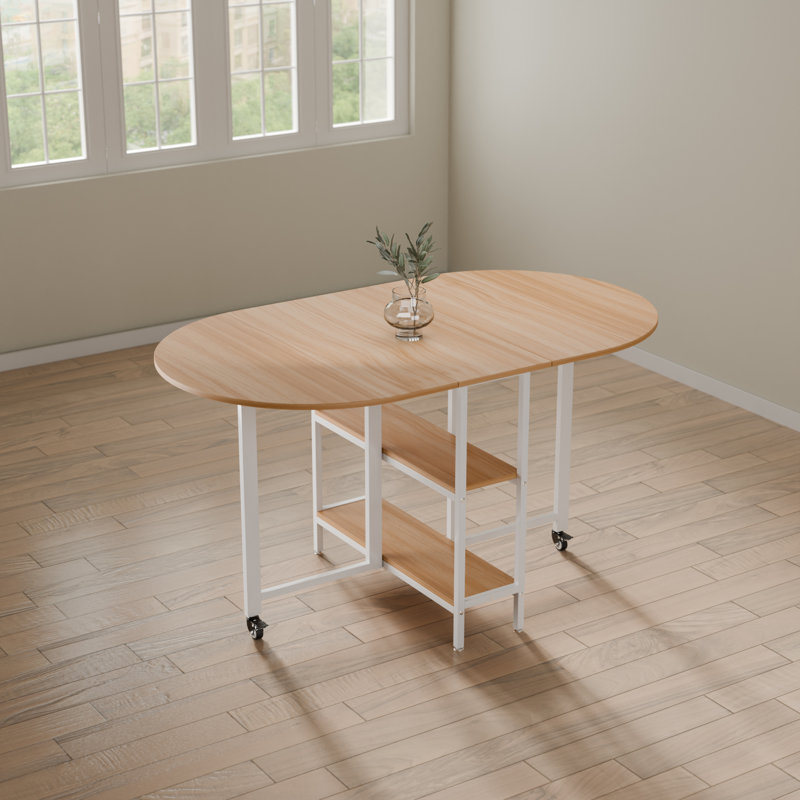 Mobile Folding Dining Table, 29.5"H x 55.1"L x 31.5"W