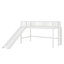 Lit mezzanine simple avec échelle et glissade, lits mezzanine avec rails de sécurité, lit mezzanine bas simple en bois avec espace de rangement-591665062
