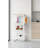 Aadhavan Kitchen Utility Cart with Elm Finish Top, 2 Baskets, Drawer, and Bottle Rack – White Steel Frame