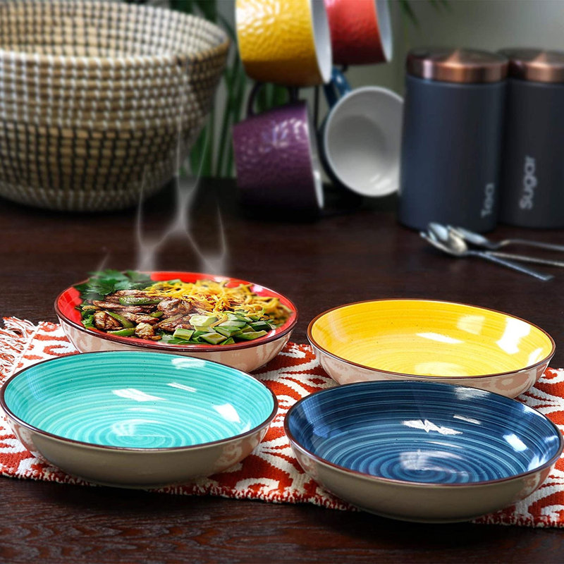 Latitude Run® Color Speckle 4 Piece Stoneware Salad Bowl Dish Set, Assorted Colors