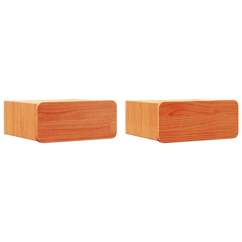Bedside Table 2 Pcs 39 X 34 X 16.5 Cm Solid Pine Wood, Wax Brown