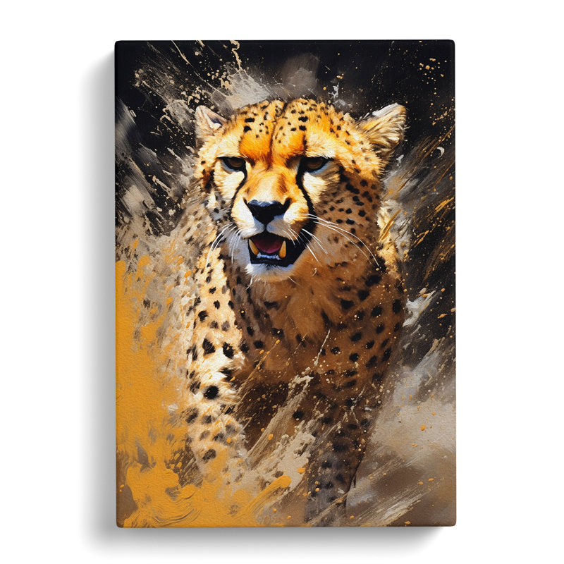 Cheetah Action Painting - No Frame Print, 50cm H x 35cm W x 3cm D