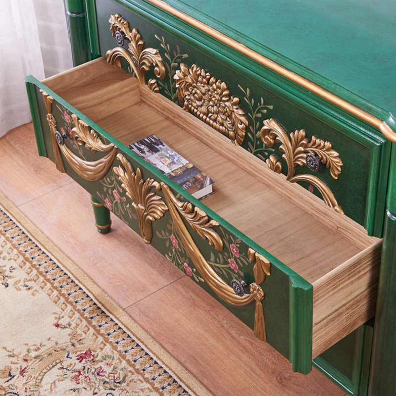 Armoire d'entrée peinte de style européen, Or/vert