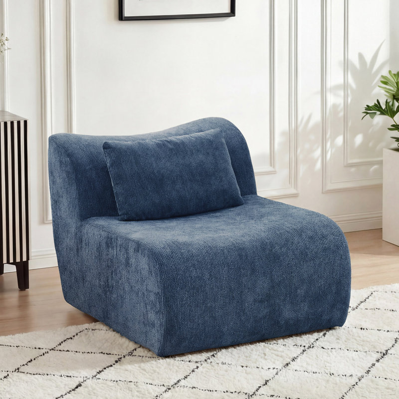 Chaise rembourrée sans accoudoirs, Bleu