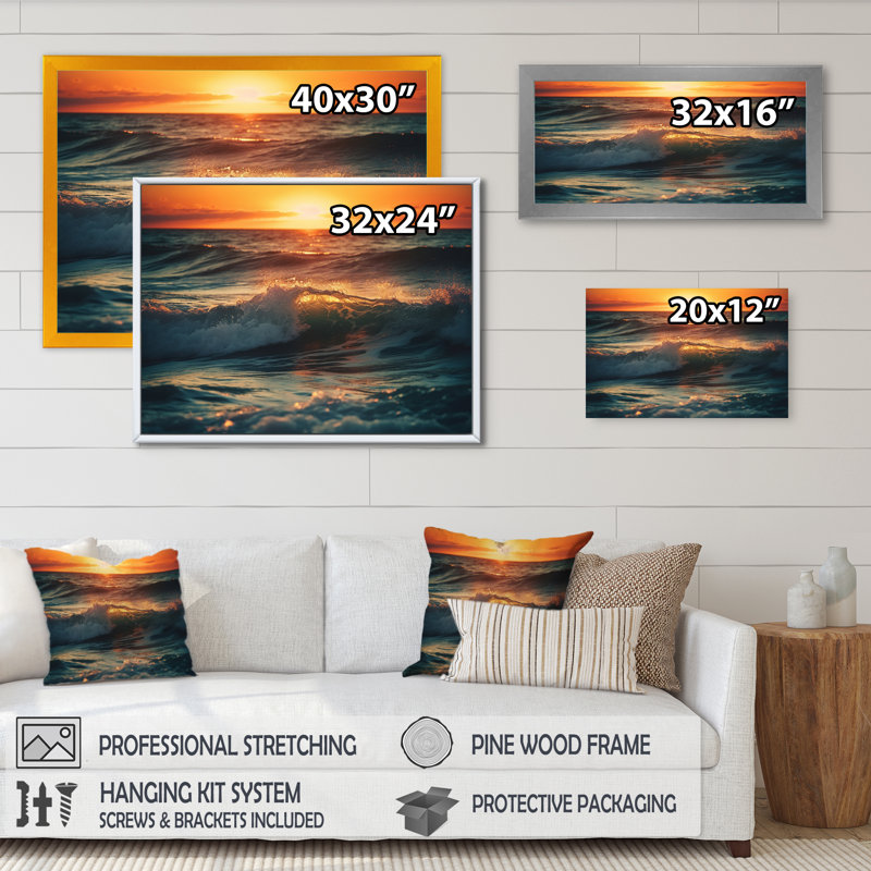 " Ocean Tranquility II ", Black Picture Framed, 12" H x 20" W x 1" D