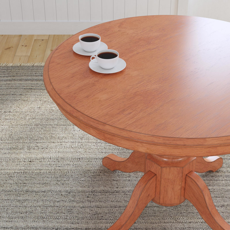 Standridge Round Solid Wood Dining Table, Cottage Oak