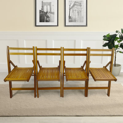 Chaise pliante en bois à lattes Furniture - couleur miel, ensemble de 4, chaise pliante, style pliable