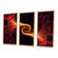 «Orange and Red Fractal Spirals», ensemble de 3 impressions sur toile à cadre flottant-1597455446-1597455447