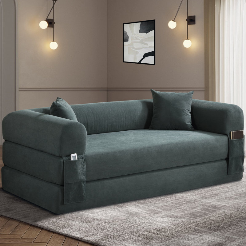 Boneless Sofa-in-a-Box, Convertible Sleeper Sofa Bed, Memory Foam 3-Seater Couch,No Installation & Easy to Transport, Deep Seat Modern Sofa with Corduroy Fabric, Couch for Living Room, Bedroom, Apartment, Home Office,