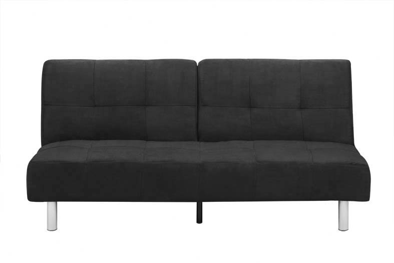 Puzzle Upholstered 68.9'' Sofa, Black Microfiber, Silver