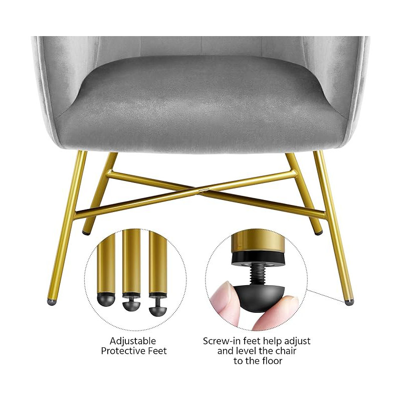 Sunvir Velvet Swivel Club Chair, Gray Velvet