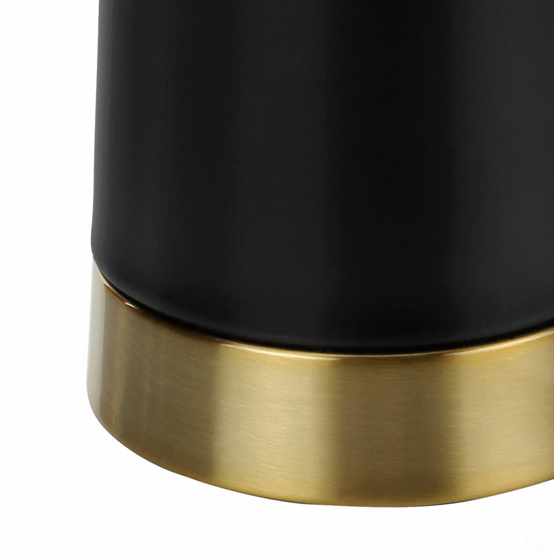 Lighting, lampe de table H 28 po, métal noir, abat-jour beige