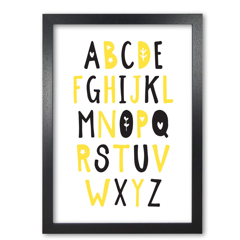 Alphabet - Painting, Black Grain Frame, 85 cm H x 60 cm W x 5 cm D