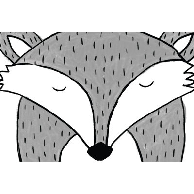Fox Line Drawing 1 Piece Wrapped Canvas Painting