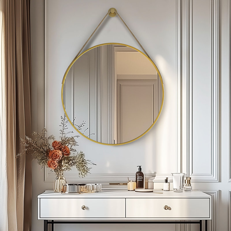 Wal Mirror Aluminium Round Mirror, 80cm x 80cm, Gold