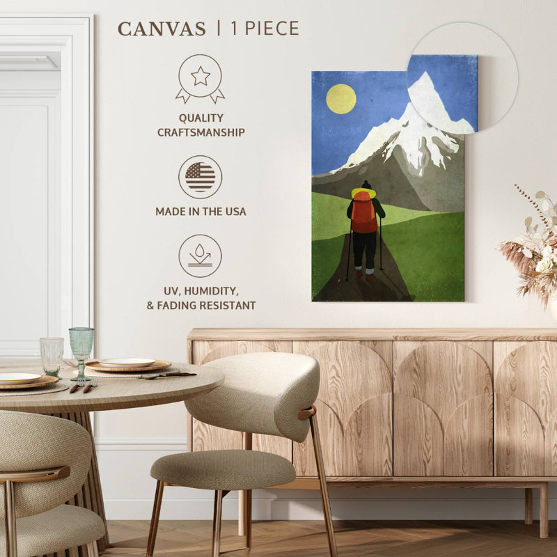 Senne Hiking To Snowcapped Mountain, 24" H x 16" W