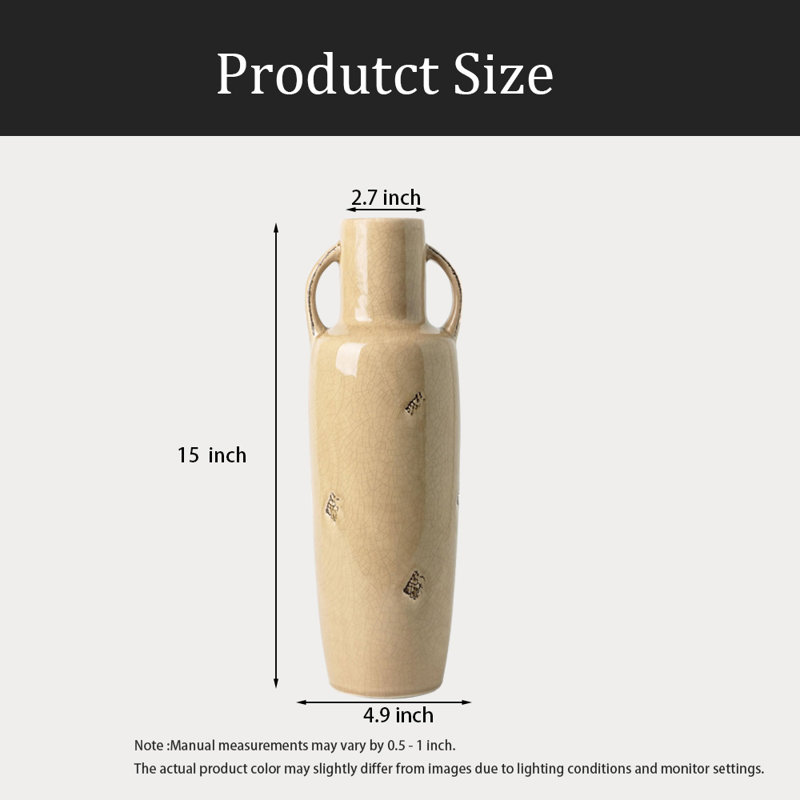 Grand vase pour fleur, vase décoratif en céramique, Beige
