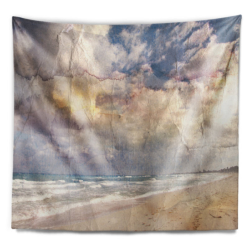 Tapisserie aquarelle seascape retro ocean, H 32 po x l 39 po