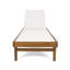 Chaise longue d'extérieur en bois d'acacia au fini teck avec siège en filet blanc