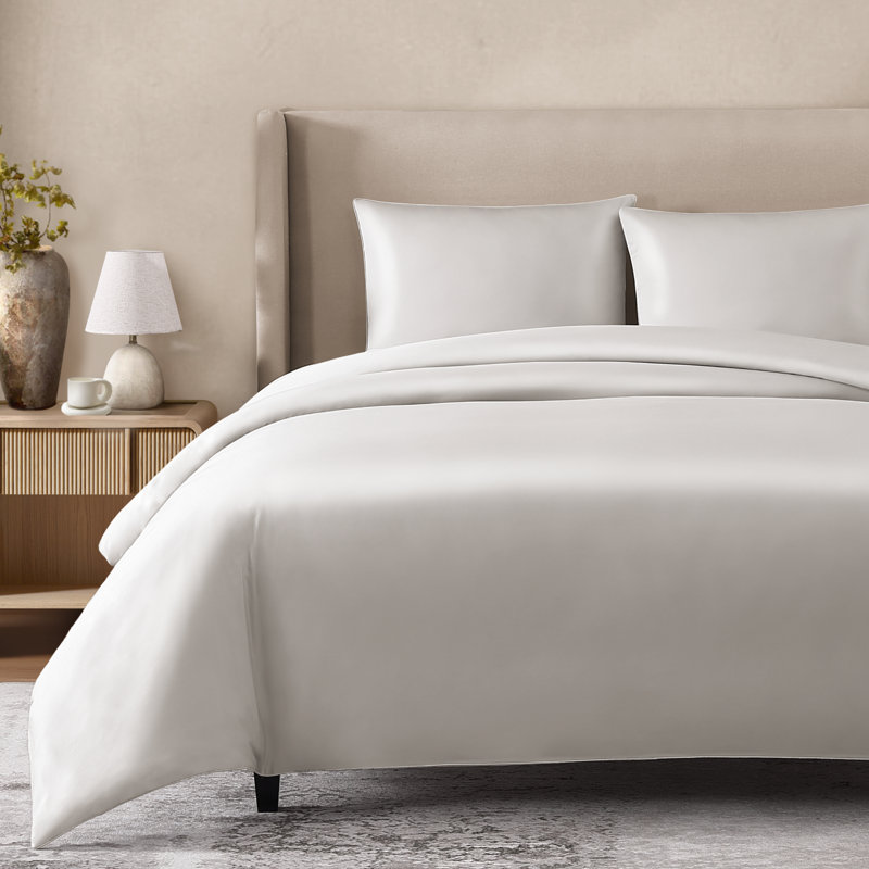 Silken Sateen TENCEL Duvet Cover Set , Gray, Queen