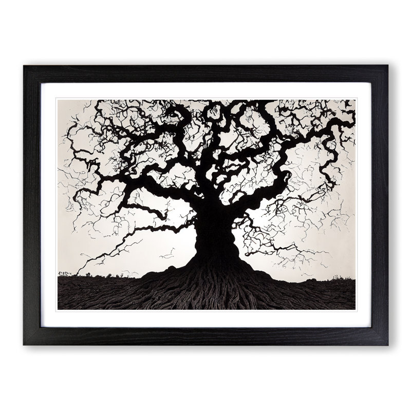Bewitching Oak Tree - Single Picture Frame Print, Black Framed, 25cm H x 34cm W x 2cm D