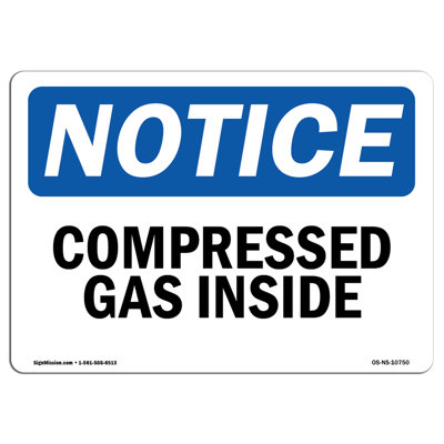 Compressed Gas Inside Decal 5" X 3.5"