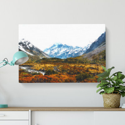 Aoraki Mount Crook New Zealand Painting - Wrapped Canvas