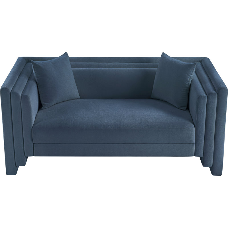 Everett Chenille Fabric Loveseat, Light Blue Chenille Fabric