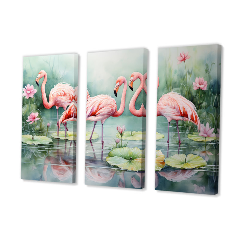 Ensemble de salon élégant, flamant rose, flamant rose, H 28 po x l 36 po
