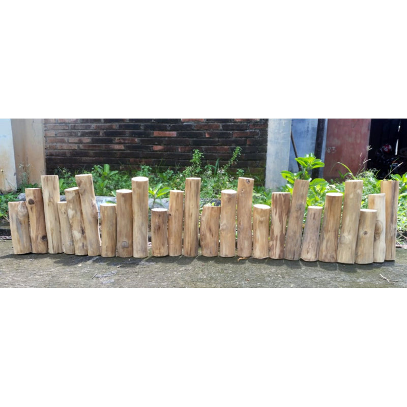 Natural Teak Wood Log Lawn Edging, 60" Length
