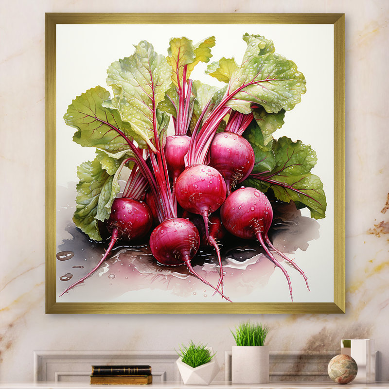 Légume pointillisme cramoisi Radicchio, H 30 po x l 30 po x P 1 po, Cadre doré à une seule photo