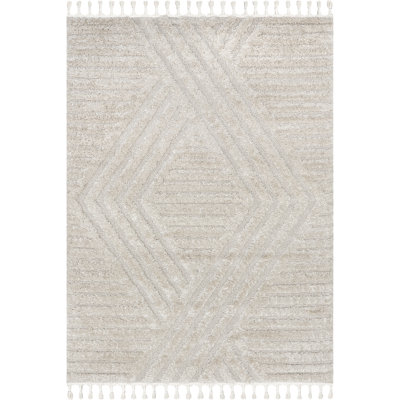 Risette Geometric Shag Tassel Area Rug