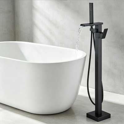 Robinet de baignoire sur pied à effet cascade, robinet de baignoire sur pied équipé d'un inverseur