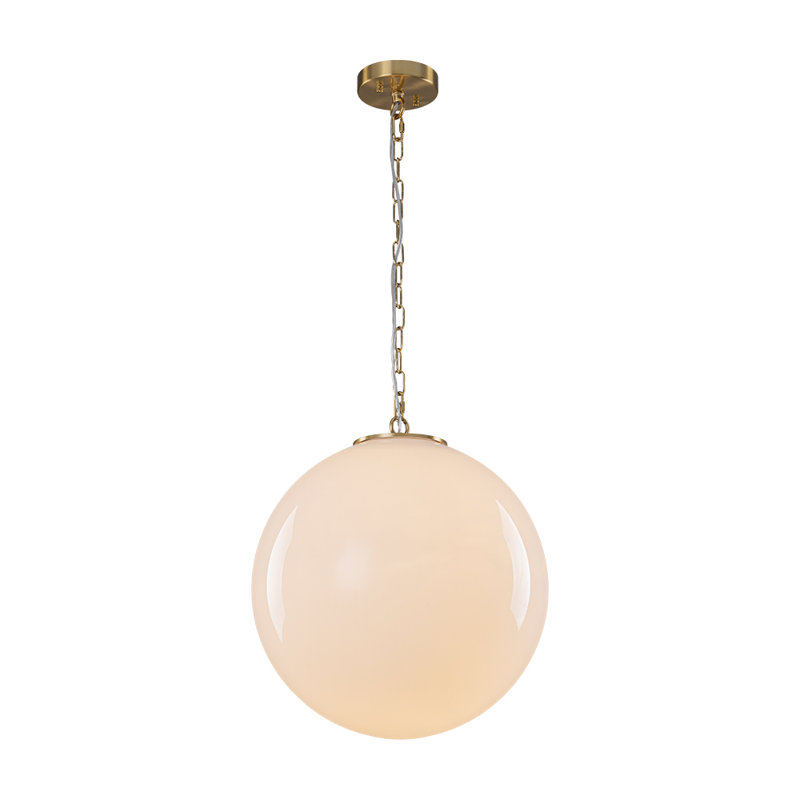 Luminaire suspendu en verre opale 1 lumière Contemporary Glam